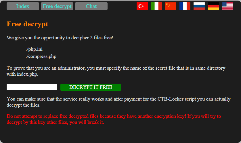 ctb locker richiesta file decript